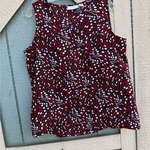 Chico's Red and Black Patterned Blouse